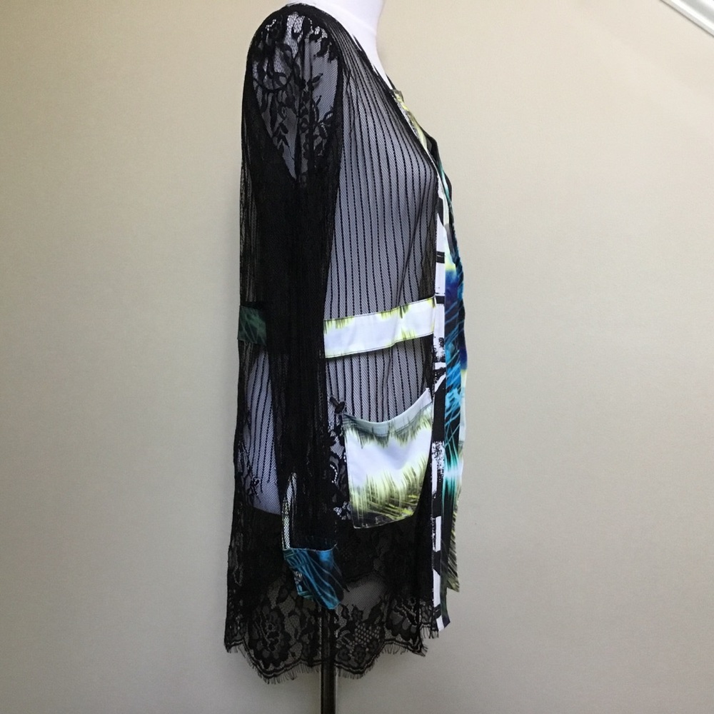 MONA LEAH COUTURE Paris black sheer lace jacket M - Picture 2 of 7